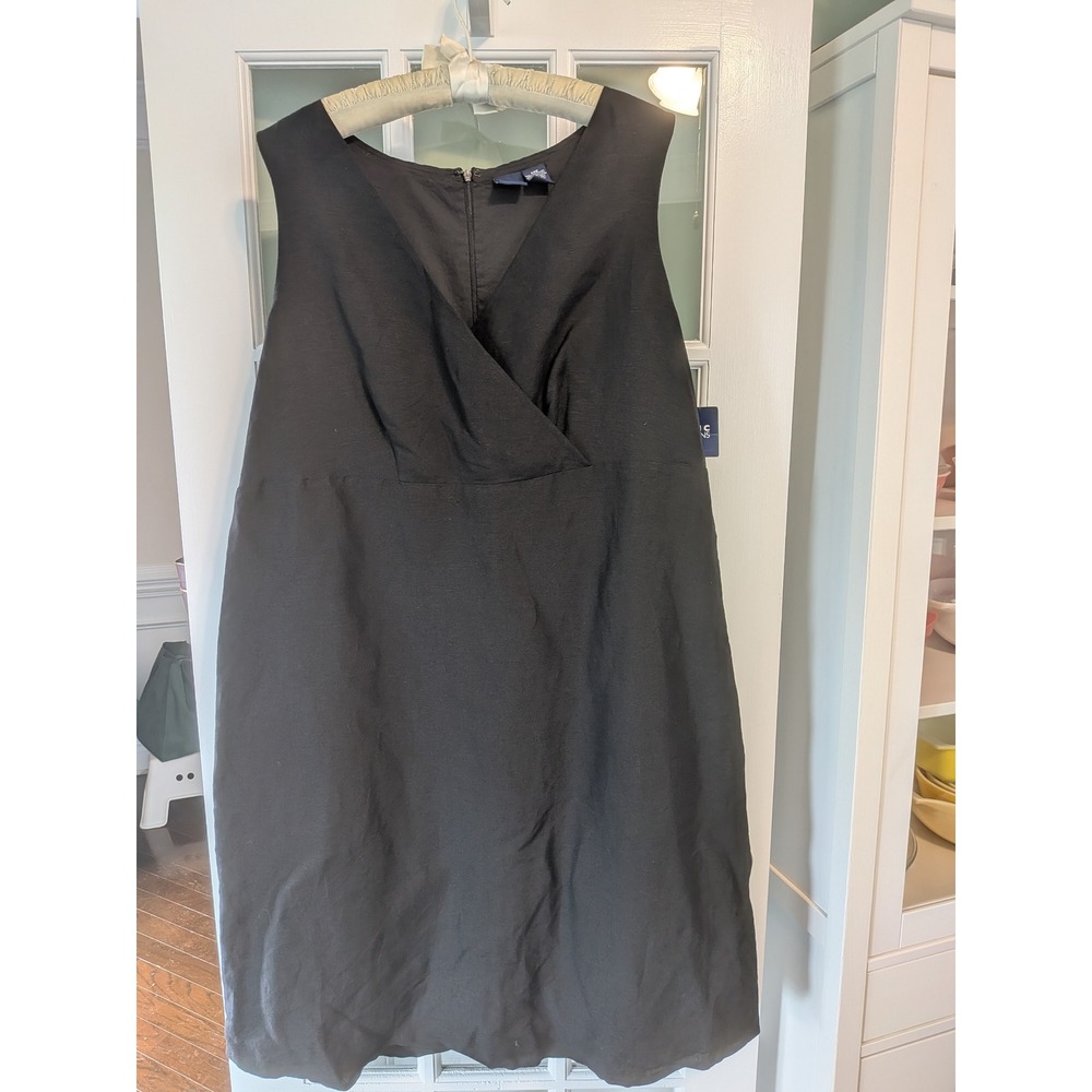 Vintage Basic Editions Black Linen Blend Sleeveless Tie Back Dress NWT 24W